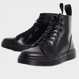 Dr. Martens Talib Black Leather Lace Up Matte Combat Boots.